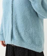 OLCLV02129 eur3(エウルキューブ) 【雑誌掲載】【大きいサイズ】ヘアリーニットジャケット ライトブルー(50)