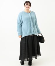 OLCLV02129 eur3(エウルキューブ) 【雑誌掲載】【大きいサイズ】ヘアリーニットジャケット ライトブルー(50)