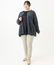 OLCLV02129 eur3(エウルキューブ) 【雑誌掲載】【大きいサイズ】ヘアリーニットジャケット ダークグレー(93)