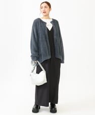 OLCLV02129 eur3(エウルキューブ) 【雑誌掲載】【大きいサイズ】ヘアリーニットジャケット ダークグレー(93)