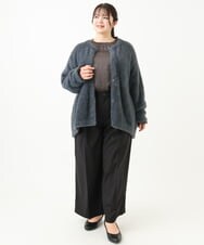 OLCLV02129 eur3(エウルキューブ) 【雑誌掲載】【大きいサイズ】ヘアリーニットジャケット ダークグレー(93)