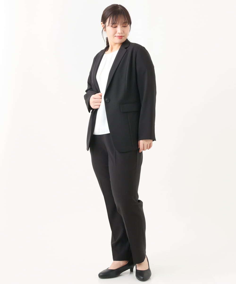 OLDDV02189 eur3(エウルキューブ) 【大きいサイズ/11号サイズあり/セットアップ対応/B-move JK】Wクロスストレッチテーラードジャケット ブラック(94)