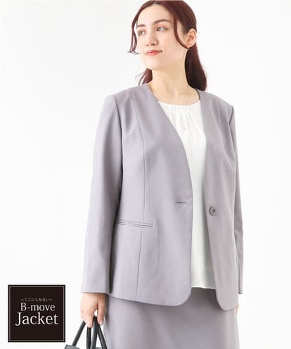 OLDEV04189 eur3 【大きいサイズ/11号サイズあり/セットアップ対応/B-move JK】リネンライクVネックジャケット