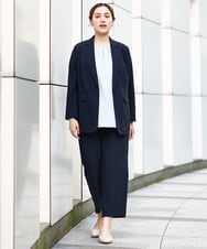 OLDHA05189 eur3(エウルキューブ) 【大きいサイズ/11号サイズあり/セットアップ対応】接触冷感ストレッチテーラードジャケット ネイビー(57)
