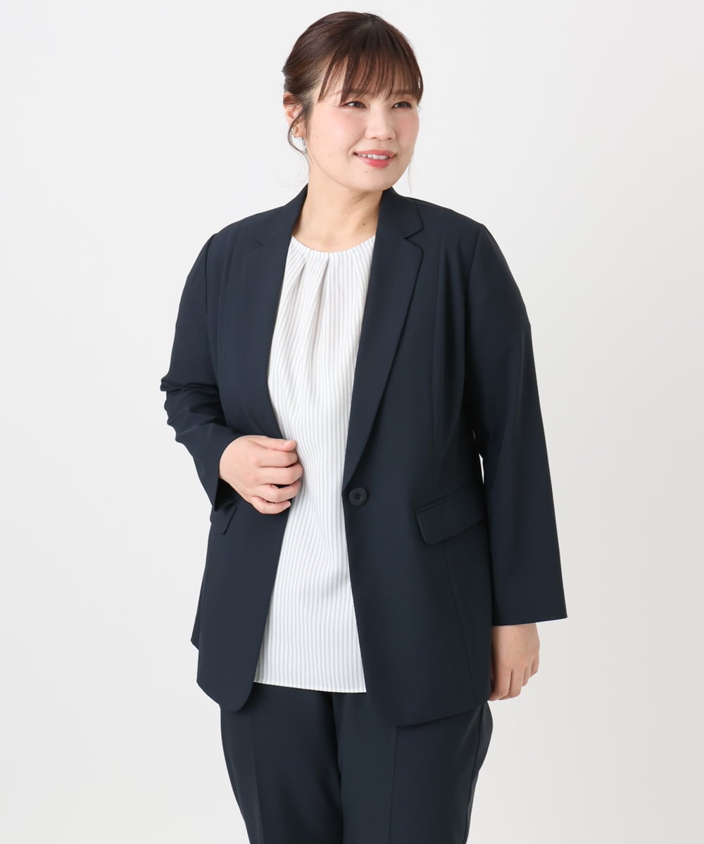 OLDHA05189 eur3(エウルキューブ) 【大きいサイズ/11号サイズあり/セットアップ対応】接触冷感ストレッチテーラードジャケット ネイビー(57)