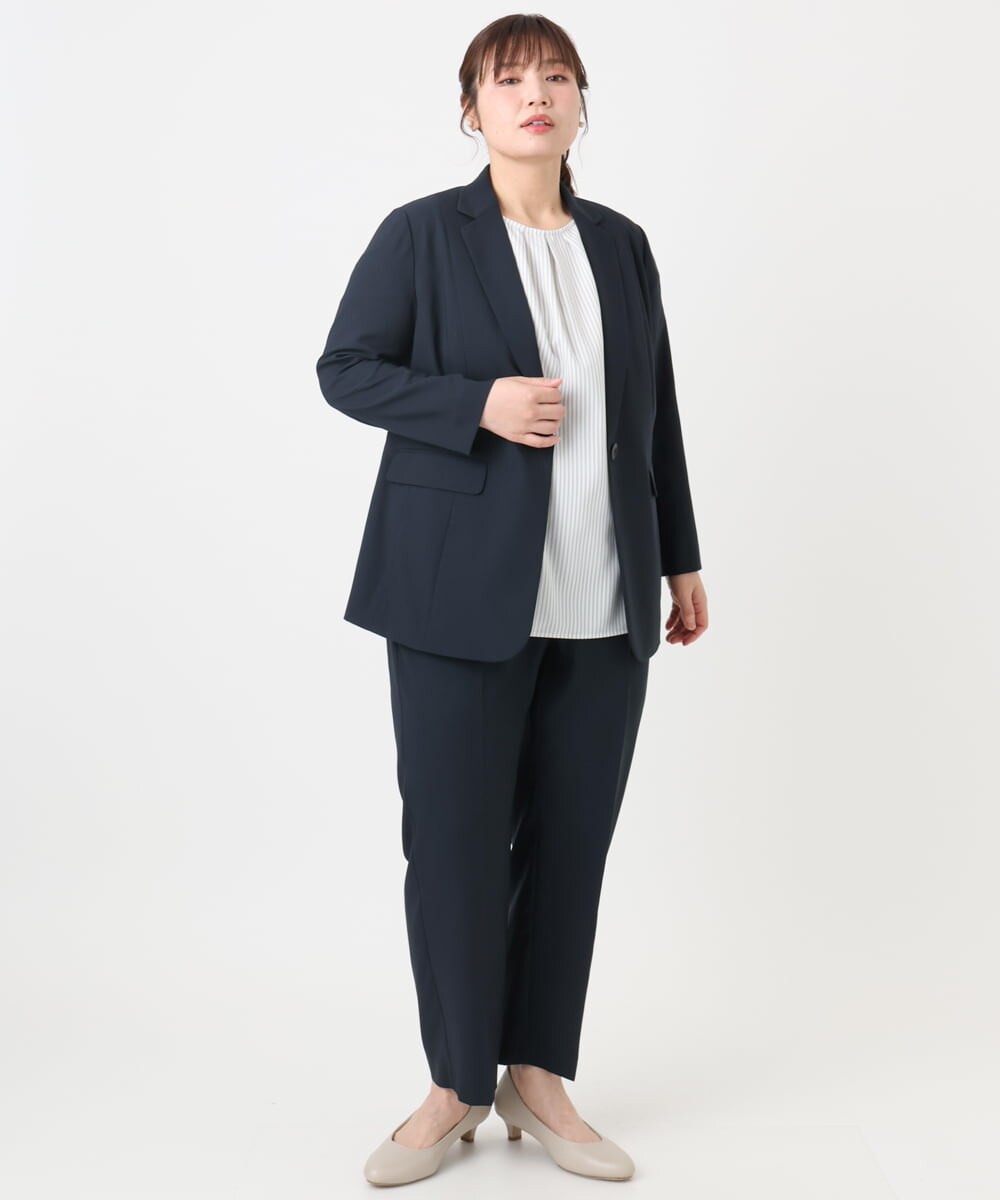 OLDHA05189 eur3(エウルキューブ) 【大きいサイズ/11号サイズあり/セットアップ対応】接触冷感ストレッチテーラードジャケット ネイビー(57)