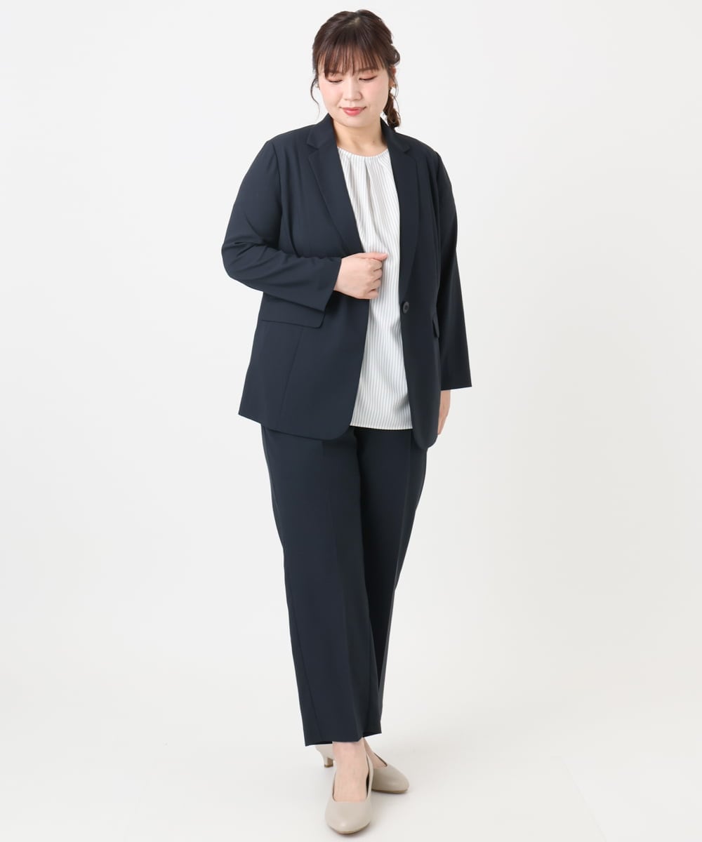 OLDHA05189 eur3(エウルキューブ) 【大きいサイズ/11号サイズあり/セットアップ対応】接触冷感ストレッチテーラードジャケット ネイビー(57)