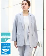 OLDHA05189 eur3(エウルキューブ) 【大きいサイズ/11号サイズあり/セットアップ対応】接触冷感ストレッチテーラードジャケット ライトグレー(91)
