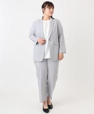 OLDHA05189 eur3(エウルキューブ) 【大きいサイズ/11号サイズあり/セットアップ対応】接触冷感ストレッチテーラードジャケット ライトグレー(91)
