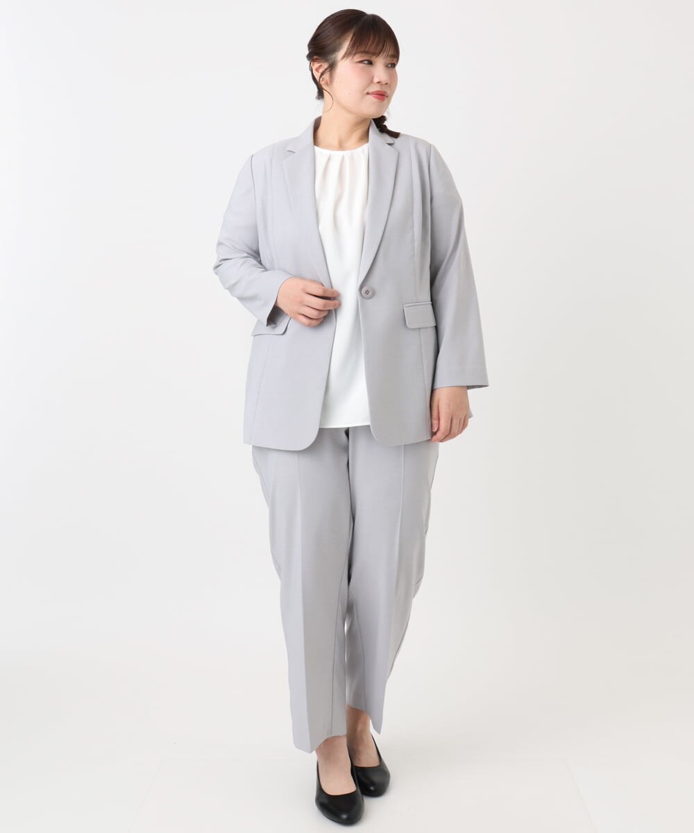 OLDHA05189 eur3(エウルキューブ) 【大きいサイズ/11号サイズあり/セットアップ対応】接触冷感ストレッチテーラードジャケット ライトグレー(91)