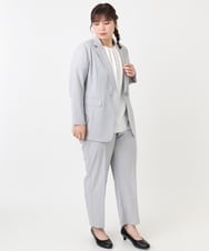 OLDHA05189 eur3(エウルキューブ) 【大きいサイズ/11号サイズあり/セットアップ対応】接触冷感ストレッチテーラードジャケット ライトグレー(91)