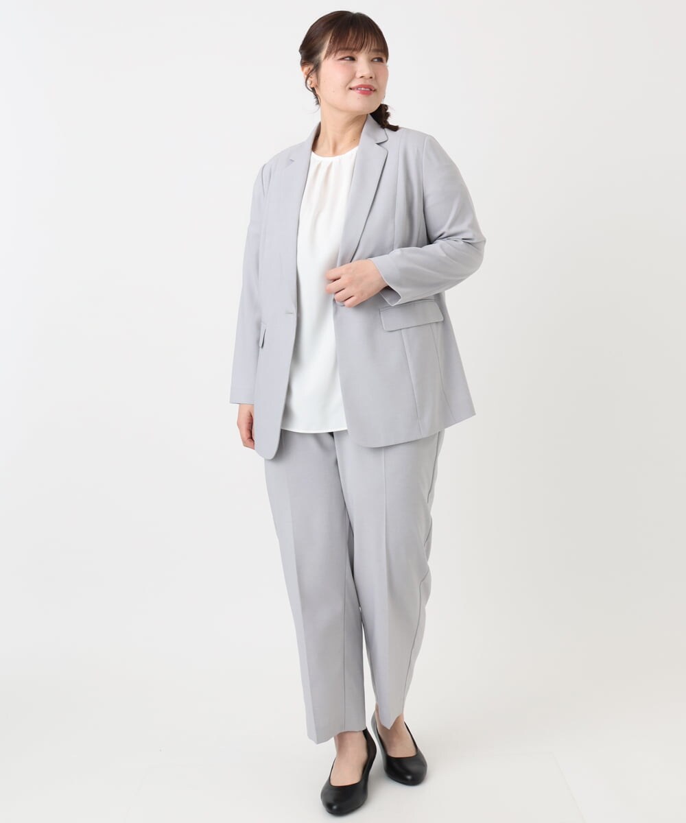 OLDHA05189 eur3(エウルキューブ) 【大きいサイズ/11号サイズあり/セットアップ対応】接触冷感ストレッチテーラードジャケット ライトグレー(91)