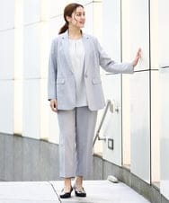 OLDHA05189 eur3(エウルキューブ) 【大きいサイズ/11号サイズあり/セットアップ対応】接触冷感ストレッチテーラードジャケット ライトグレー(91)