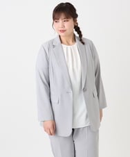 OLDHA05189 eur3(エウルキューブ) 【大きいサイズ/11号サイズあり/セットアップ対応】接触冷感ストレッチテーラードジャケット ライトグレー(91)