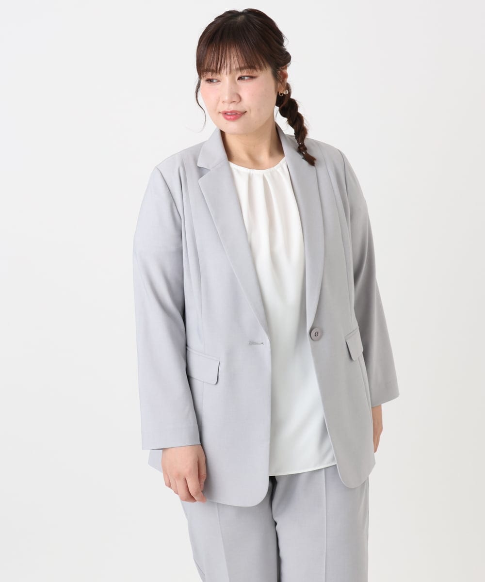 OLDHA05189 eur3(エウルキューブ) 【大きいサイズ/11号サイズあり/セットアップ対応】接触冷感ストレッチテーラードジャケット ライトグレー(91)
