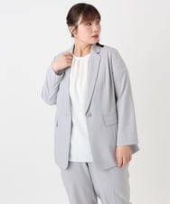 OLDHA05189 eur3(エウルキューブ) 【大きいサイズ/11号サイズあり/セットアップ対応】接触冷感ストレッチテーラードジャケット ライトグレー(91)