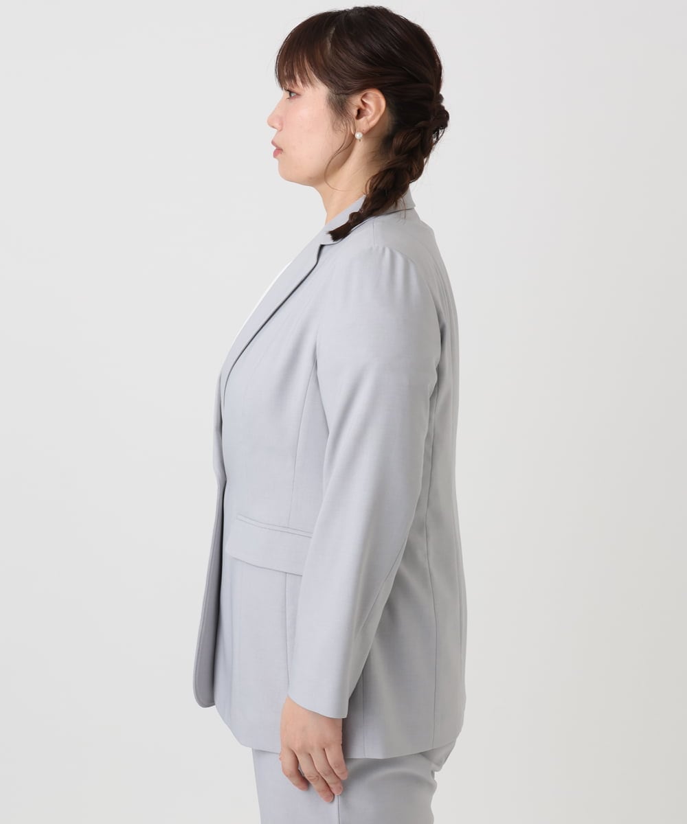 OLDHA05189 eur3(エウルキューブ) 【大きいサイズ/11号サイズあり/セットアップ対応】接触冷感ストレッチテーラードジャケット ライトグレー(91)
