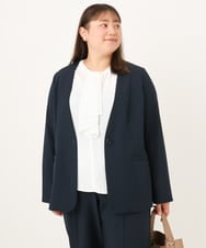 OLDKD01189 eur3(エウルキューブ) 【大きいサイズ/洗える/セットアップ対応/11号サイズあり】ストレッチVネックジャケット ネイビー