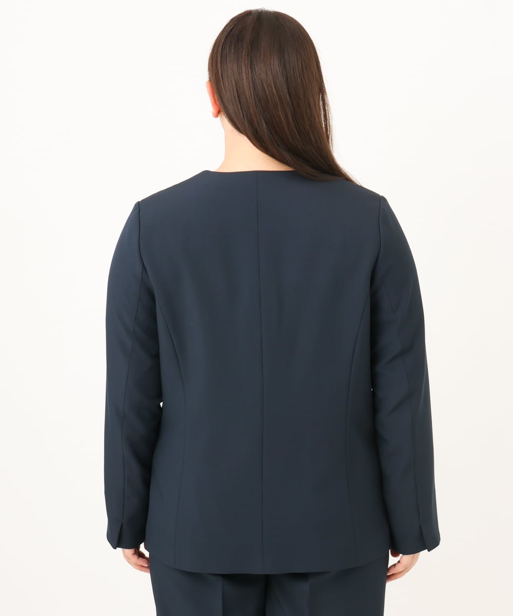 OLDKD01189 eur3(エウルキューブ) 【大きいサイズ/洗える/セットアップ対応/11号サイズあり】ストレッチVネックジャケット ネイビー