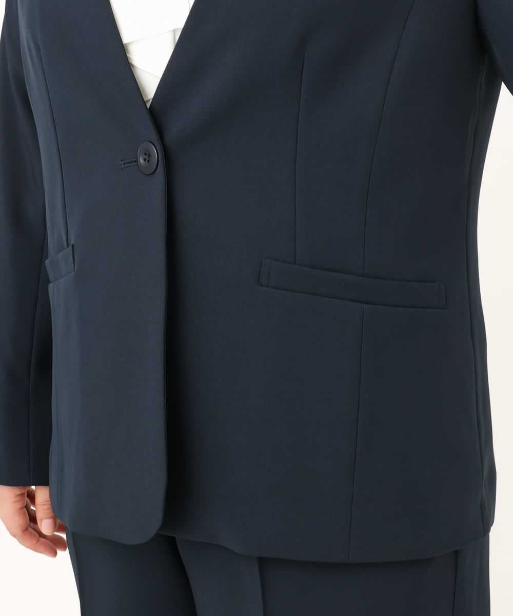 OLDKD01189 eur3(エウルキューブ) 【大きいサイズ/洗える/セットアップ対応/11号サイズあり】ストレッチVネックジャケット ネイビー