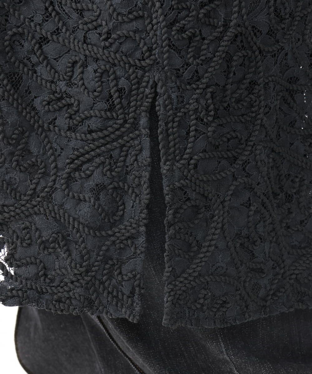 OLEAA13129 eur3(エウルキューブ) 【大きいサイズ】レースコンビシャツチュニック ブラック(94)