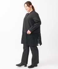 OLEAA13129 eur3(エウルキューブ) 【大きいサイズ】レースコンビシャツチュニック ブラック(94)