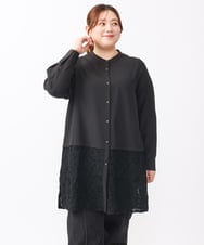 OLEAA13129 eur3(エウルキューブ) 【大きいサイズ】レースコンビシャツチュニック ブラック(94)