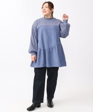 OLEAA29119 eur3(エウルキューブ) 【大きいサイズ/soso×eur3】イレヘムギャザーチュニック ブルー(55)