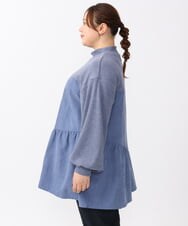 OLEAA29119 eur3(エウルキューブ) 【大きいサイズ/soso×eur3】イレヘムギャザーチュニック ブルー(55)
