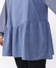 OLEAA29119 eur3(エウルキューブ) 【大きいサイズ/soso×eur3】イレヘムギャザーチュニック ブルー(55)