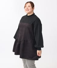 OLEAA29119 eur3(エウルキューブ) 【大きいサイズ/soso×eur3】イレヘムギャザーチュニック ブラック(94)