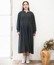 OLEAD21119 eur3(エウルキューブ) 【大きいサイズ/LAVEANGE×eur3】タックジャージーワンピース カーキ(36)