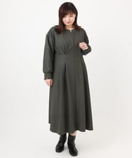 OLEAD21119 eur3(エウルキューブ) 【大きいサイズ/LAVEANGE×eur3】タックジャージーワンピース カーキ(36)