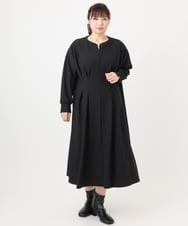 OLEAD21119 eur3(エウルキューブ) 【大きいサイズ/LAVEANGE×eur3】タックジャージーワンピース ブラック(94)