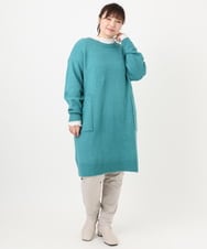 OLEAD22119 eur3(エウルキューブ) 【大きいサイズ/LAVEANGE×eur3】アンゴラタッチニットチュニックワンピース グリーン(35)