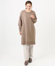 OLEAD22119 eur3(エウルキューブ) 【大きいサイズ/LAVEANGE×eur3】アンゴラタッチニットチュニックワンピース モカ(84)