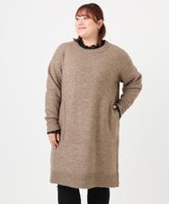 OLEAD22119 eur3(エウルキューブ) 【大きいサイズ/LAVEANGE×eur3】アンゴラタッチニットチュニックワンピース モカ(84)