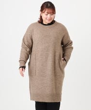 OLEAD22119 eur3(エウルキューブ) 【大きいサイズ/LAVEANGE×eur3】アンゴラタッチニットチュニックワンピース モカ(84)