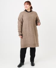 OLEAD22119 eur3(エウルキューブ) 【大きいサイズ/LAVEANGE×eur3】アンゴラタッチニットチュニックワンピース モカ(84)