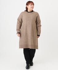 OLEAD22119 eur3(エウルキューブ) 【大きいサイズ/LAVEANGE×eur3】アンゴラタッチニットチュニックワンピース モカ(84)
