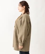OLEAV25099 eur3(エウルキューブ) 【大きいサイズ/soso×eur3】キルト切り替えチュニックブラウス カーキ(36)