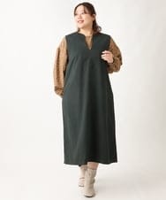 OLEAV26139 eur3(エウルキューブ) 【大きいサイズ/soso×eur3】ジャンパースカート グリーン(35)