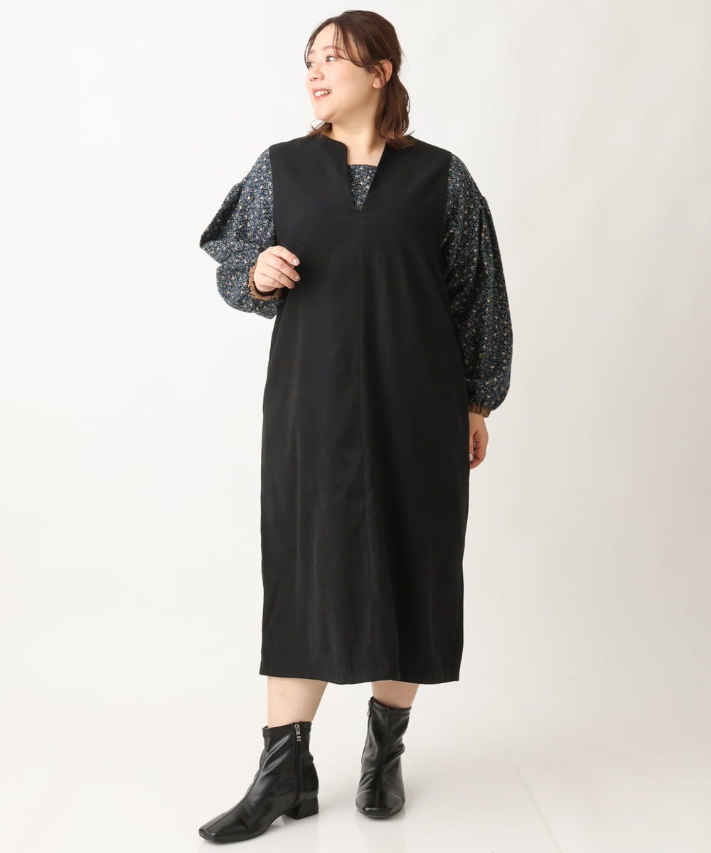 OLEAV26139 eur3(エウルキューブ) 【大きいサイズ/soso×eur3】ジャンパースカート ブラック(94)
