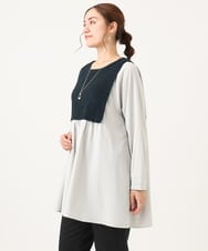 OLEBA07109 eur3(エウルキューブ) 【大きいサイズ/2way】ツイードコンビチュニック ネイビー(57)