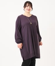 OLEBA27089 eur3(エウルキューブ) 【大きいサイズ/洗える】Vネックニットチュニック パープル(63)