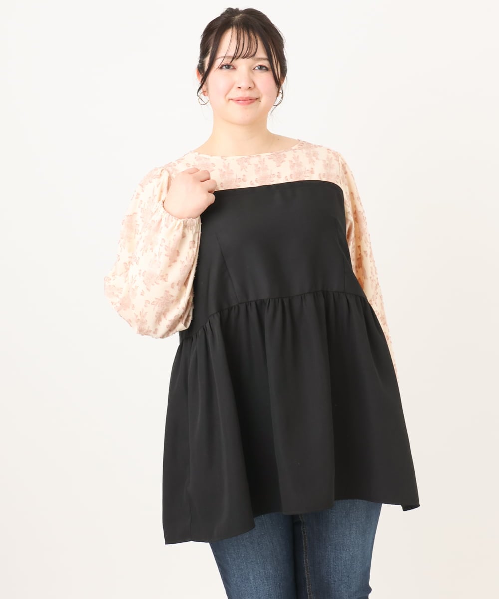 OLEBA33099 eur3(エウルキューブ) 【大きいサイズ】ビスチェドッキング風チュニック ライトピンク(01)