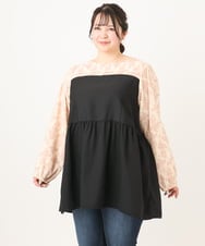 OLEBA33099 eur3(エウルキューブ) 【大きいサイズ】ビスチェドッキング風チュニック ライトピンク(01)