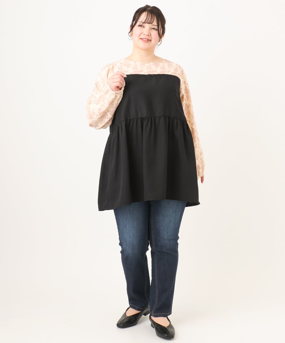 OLEBA33099 eur3(エウルキューブ) 【大きいサイズ】ビスチェドッキング風チュニック ライトピンク(01)