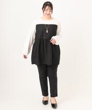 OLEBA33099 eur3(エウルキューブ) 【大きいサイズ】ビスチェドッキング風チュニック ホワイト(90)