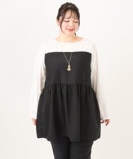 OLEBA33099 eur3(エウルキューブ) 【大きいサイズ】ビスチェドッキング風チュニック ホワイト(90)